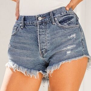We The Free Blue Distressed Jean Shorts
